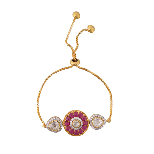 Gul Polki Silver Adjustable Bracelet