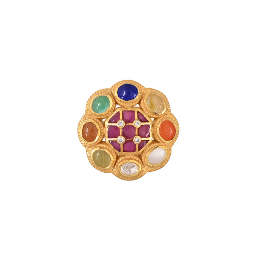 Navratna Silver Ring - Small