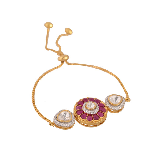 Gul Polki Silver Adjustable Bracelet