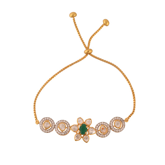 Noor Bloom Polki Silver Adjustable Bracelet