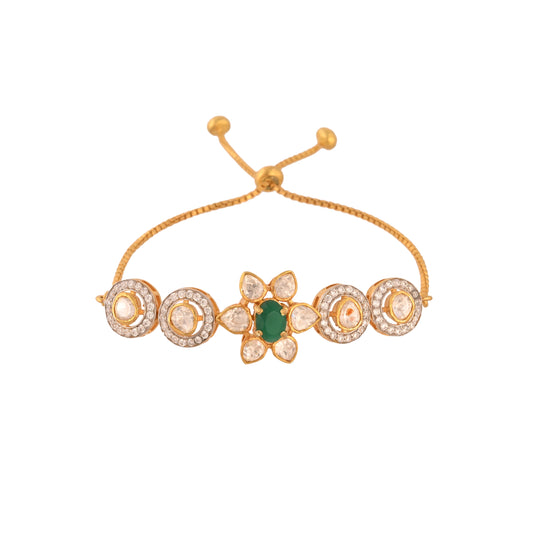 Noor Bloom Polki Silver Adjustable Bracelet