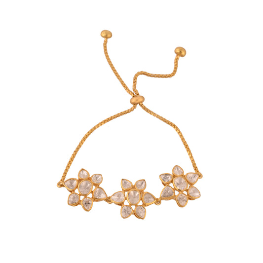 Noor Bloom Polki Silver Adjustable Bracelet