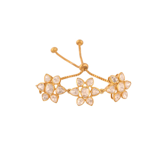Noor Bloom Polki Silver Adjustable Bracelet