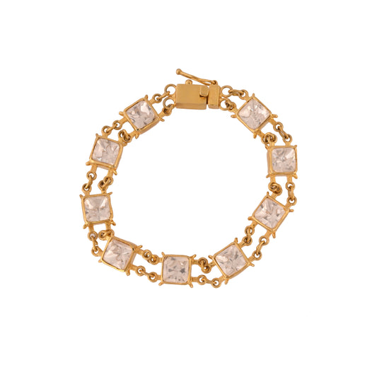 Noor Polki Silver Flexible Bracelet