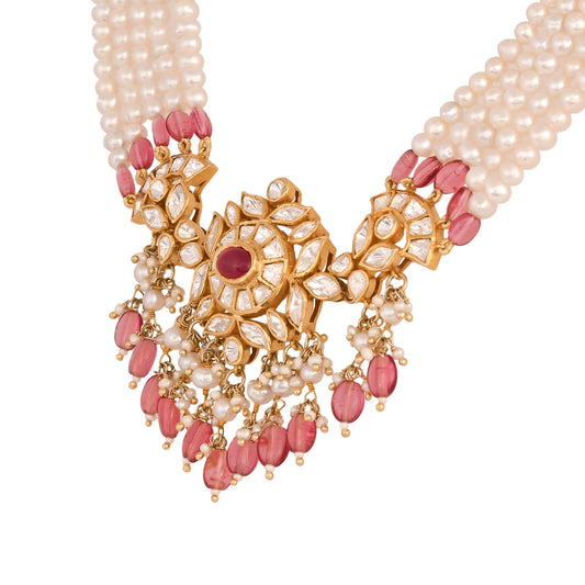 Tourmaline, Polki & Pearl Silver Choker Necklace