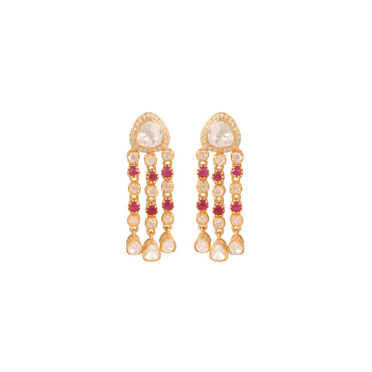 Polki & Ruby Waterfall Drop Earrings