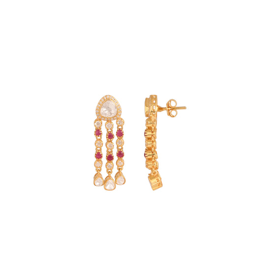 Polki & Ruby Waterfall Drop Earrings