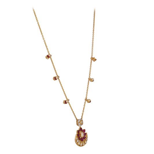 Gul Lotus Ruby & Polki Silver Chain Necklace