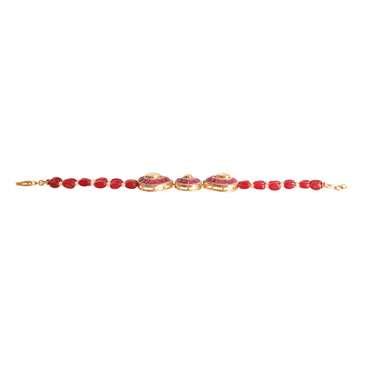 Gul Ruby & Polki Silver Flexible Bracelet - Large