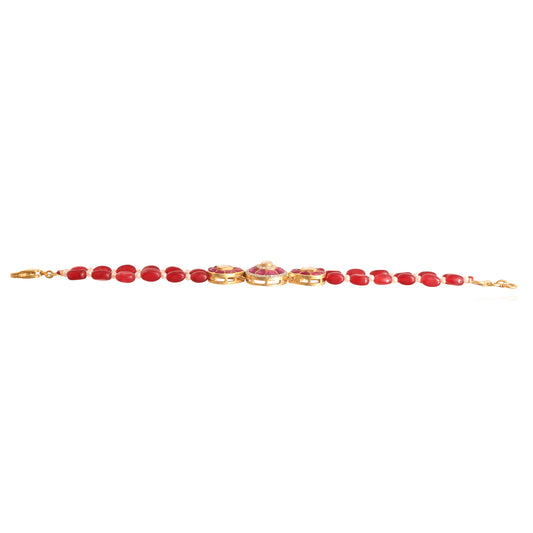 Gul Ruby & Polki Silver Flexible Bracelet - Small