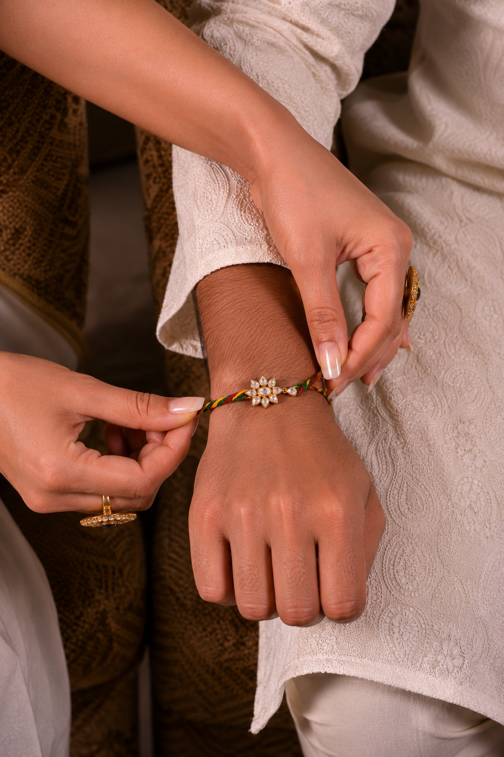 Solar Polki Silver Rakhi