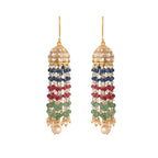 Mehr Multicoloured Polki Silver Jhumki