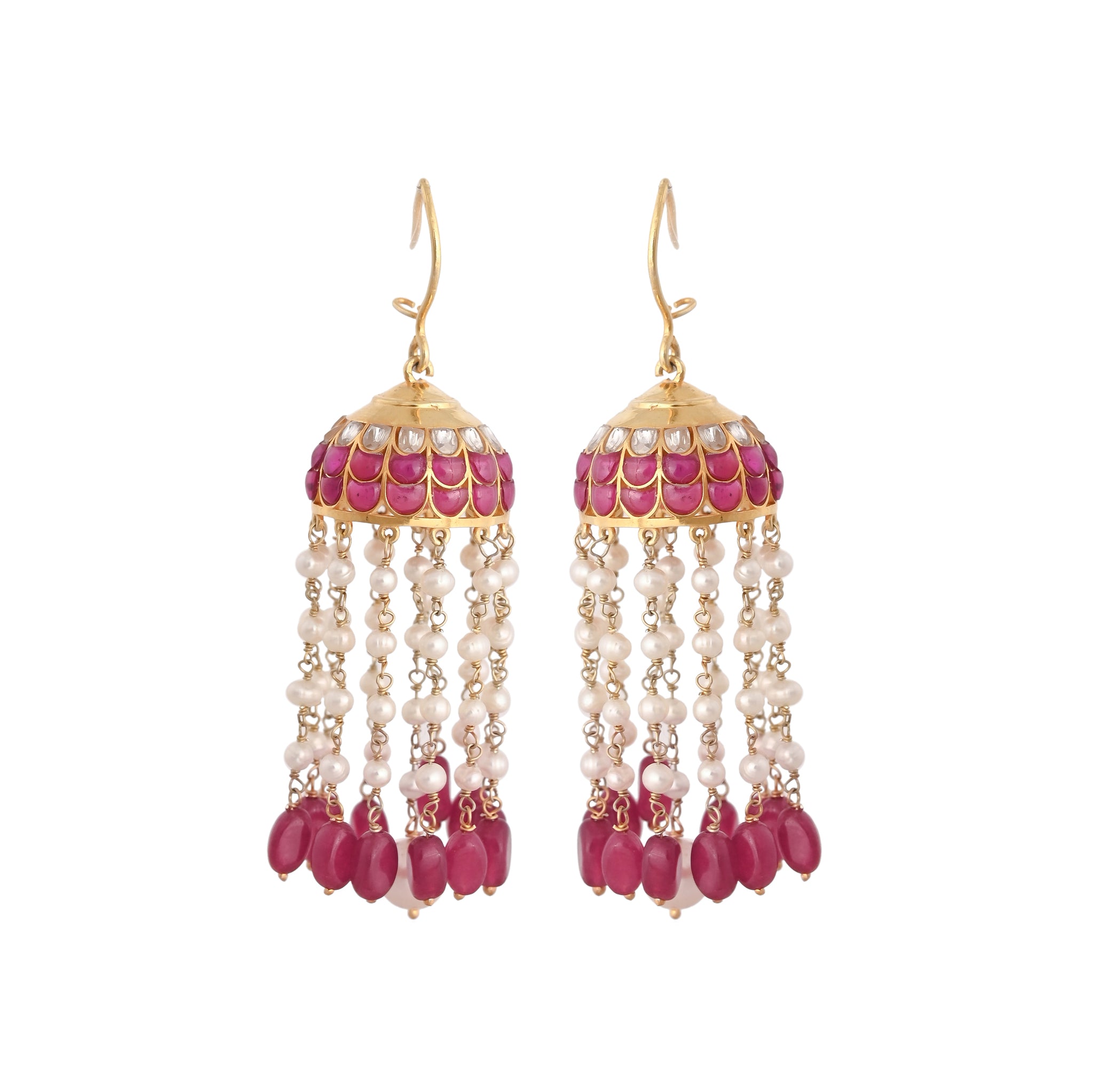 Mehr Ruby, Pearl & Polki Silver Jhumki