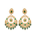Emerald & Polki Silver Chandbali Earrings