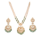 Gulnaar Emerald & Polki Silver Pearl Necklace Set