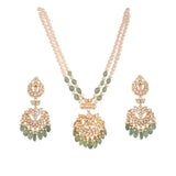 Gulnaar Emerald & Polki Silver Pearl Necklace Set