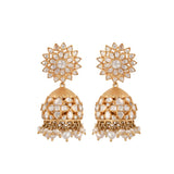 Noor Polki & Pearl Silver Jhumki Earrings