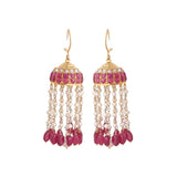 Mehr Ruby, Pearl & Polki Silver Jhumki