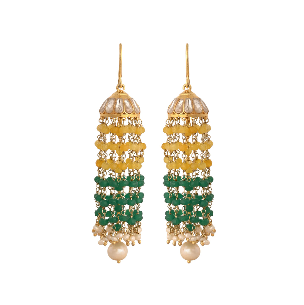 Mehr Sapphire, Emerald & Polki Silver Jhumki