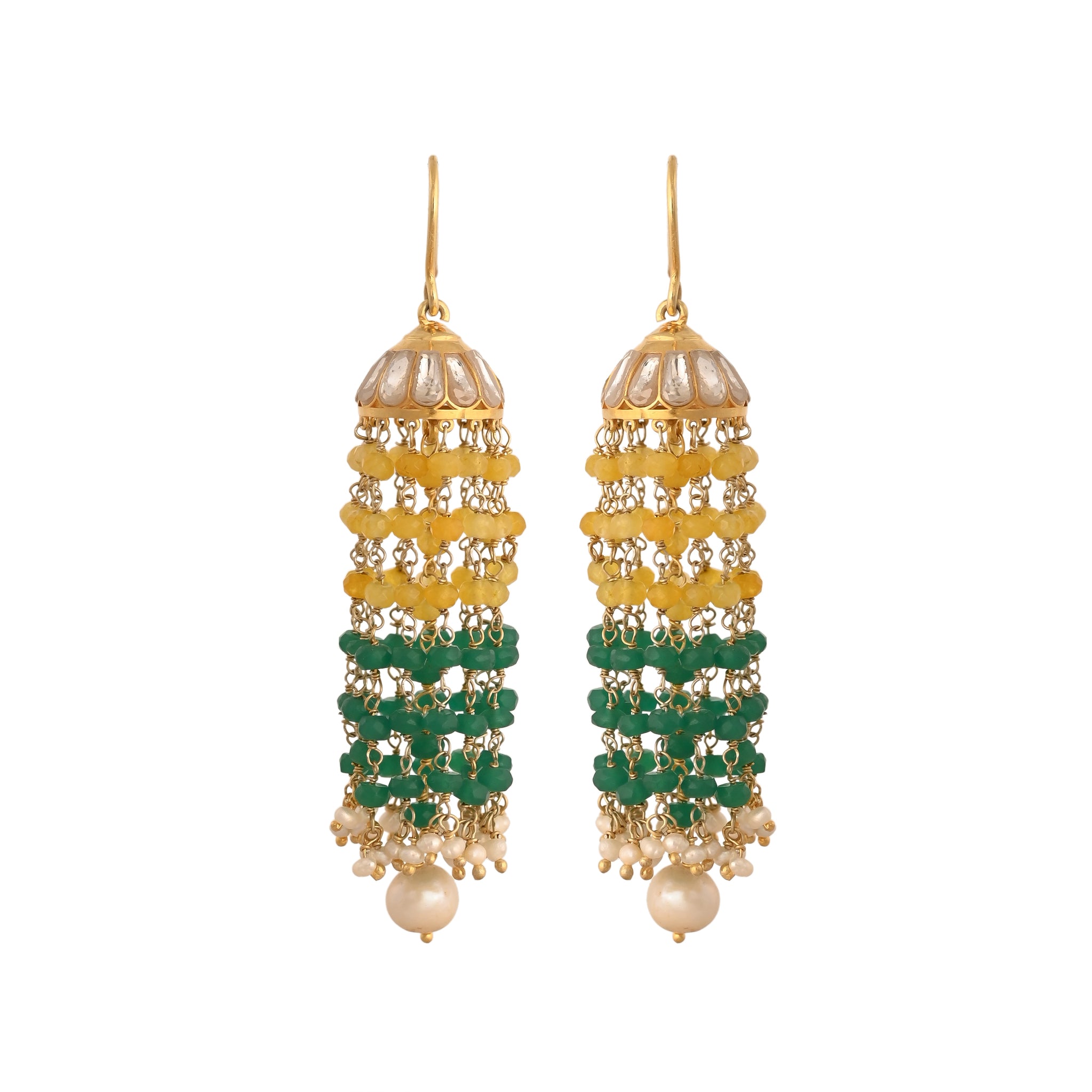 Mehr Sapphire, Emerald & Polki Silver Jhumki