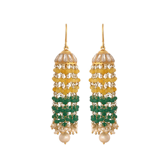 Mehr Sapphire, Emerald & Polki Silver Jhumki