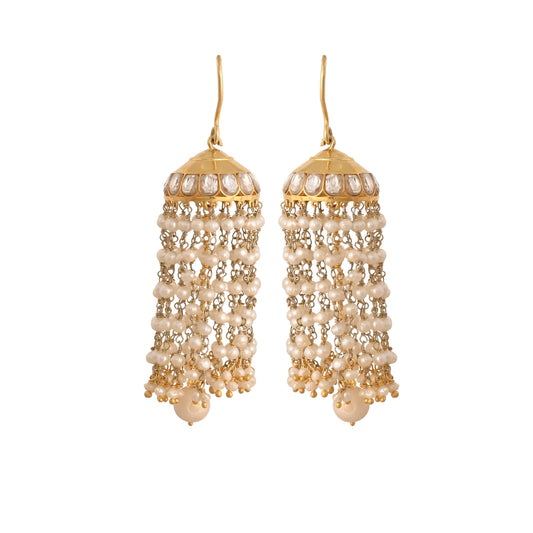 Mehr Pearl & Polki Silver Jhumki