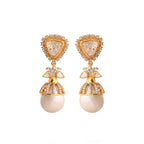 Polki & Unshaped Pearl Silver Drop Earrings