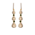 Rain Drops Polki Silver Earrings - Long