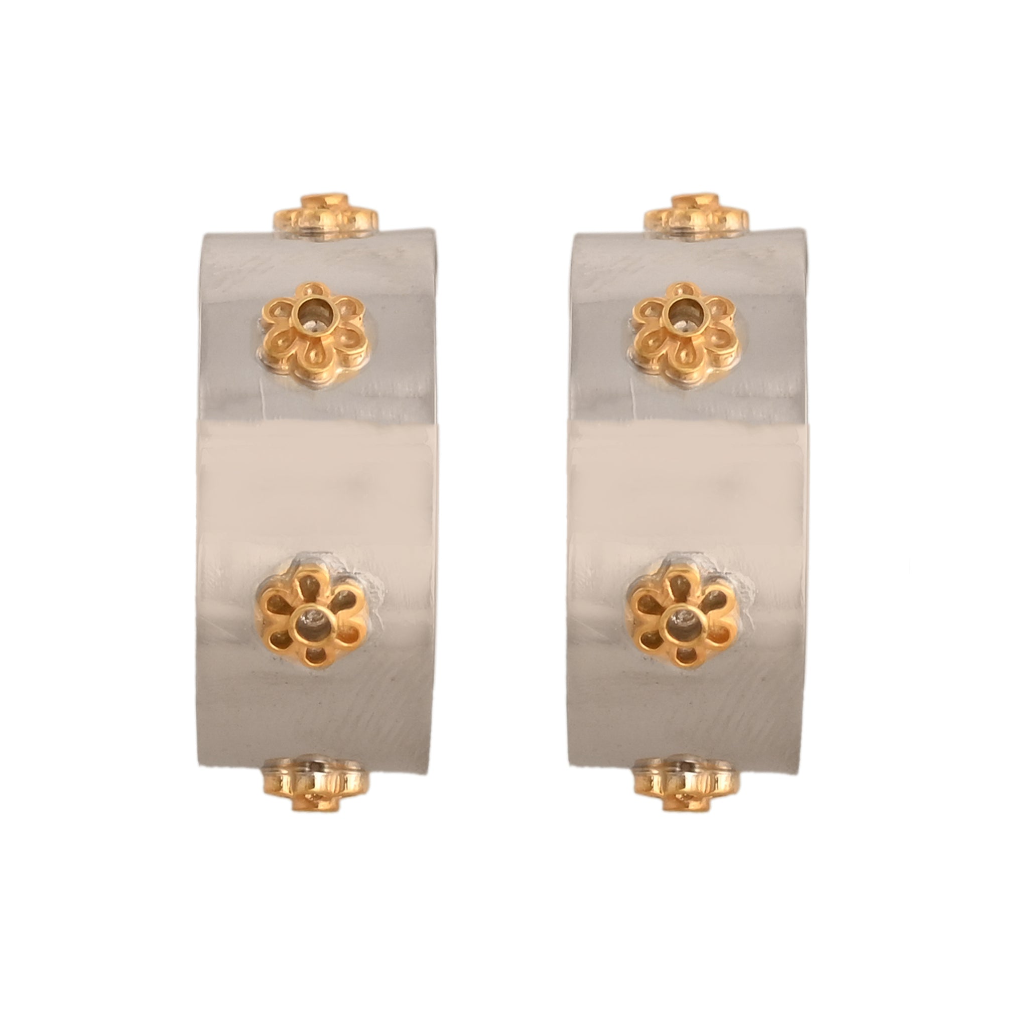 Orbit Silver Floral Hoops