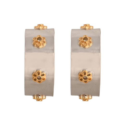 Orbit Silver Floral Hoops