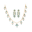 Gulnaar Turquoise Bloom Silver Chain Necklace Set