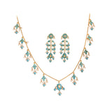 Gulnaar Turquoise Bloom Silver Chain Necklace Set