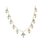 Gulnaar Turquoise Bloom Silver Chain Necklace Set