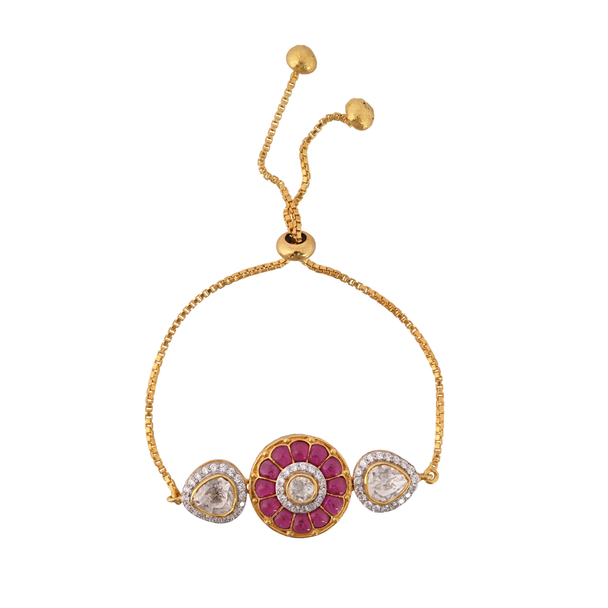 Gul Polki Silver Adjustable Bracelet