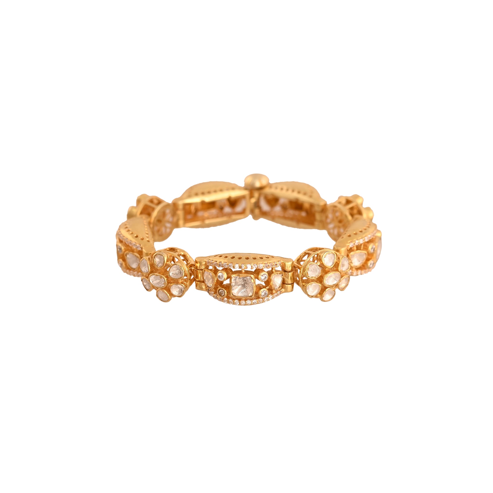 Noor Polki Silver Flexible Bangle