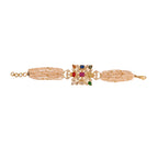 Navratna Silver Flexible Bracelet with Pearls
