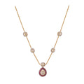 Gul Ruby & Polki Drop Silver Chain Necklace