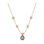 Gul Ruby & Polki Drop Silver Chain Necklace