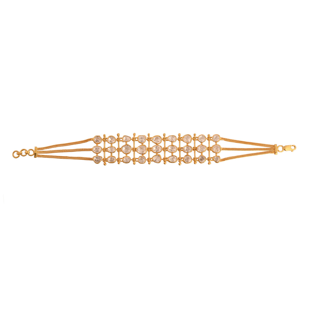 Aura Polki Silver Flexible Bracelet