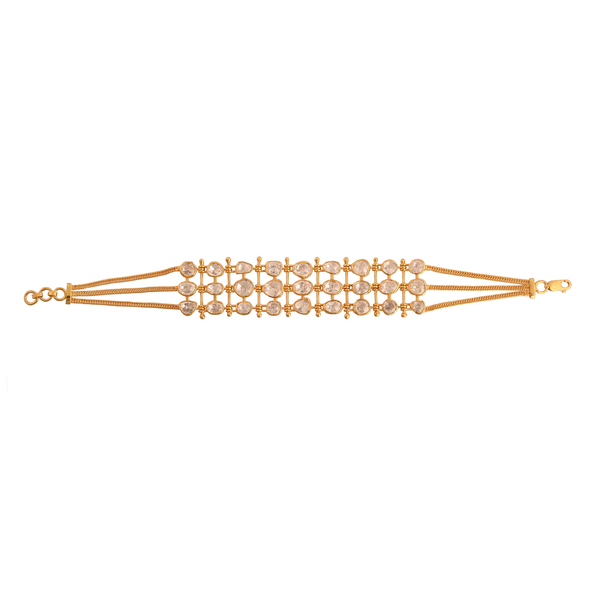 Aura Polki Silver Flexible Bracelet