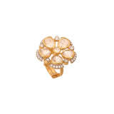 Noor Bloom Polki Silver Ring