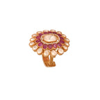 Gul Ruby & Polki Floral Silver Ring