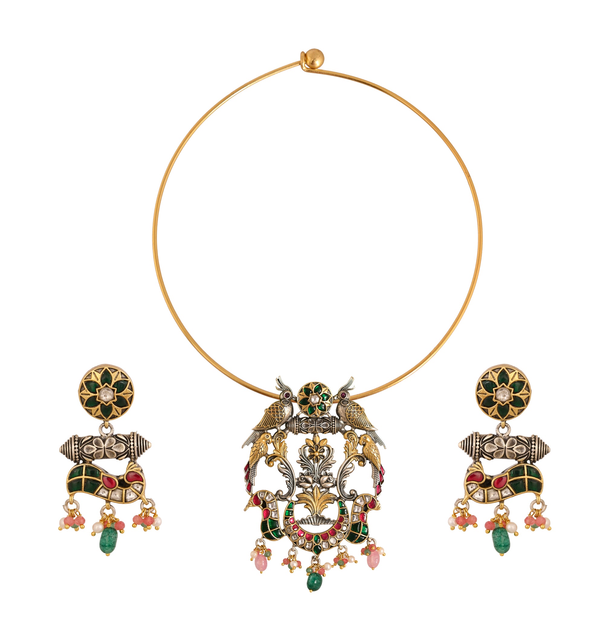 Lopa Fusion Motifs Silver Pendant Set