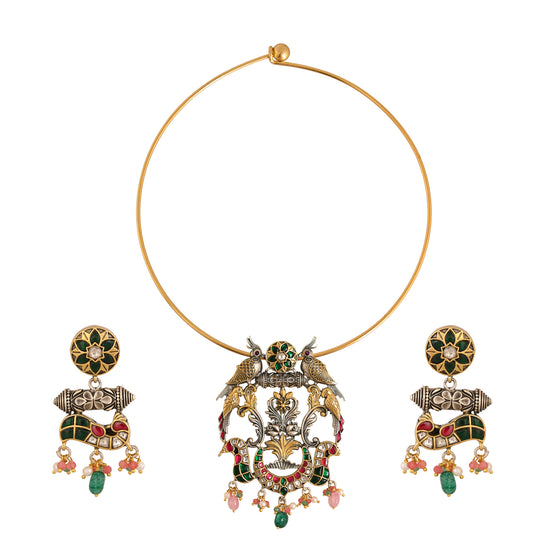 Lopa Fusion Motifs Silver Pendant Set