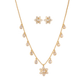 Noor Polki Flower Drop Chain Silver Necklace Set