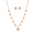 Noor Polki Flower Drop Chain Silver Necklace Set