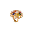 Navratna Round Silver Ring