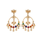 Navratna Silver Chandbali Earrings