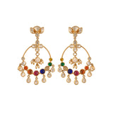 Navratna Silver Chandbali Earrings