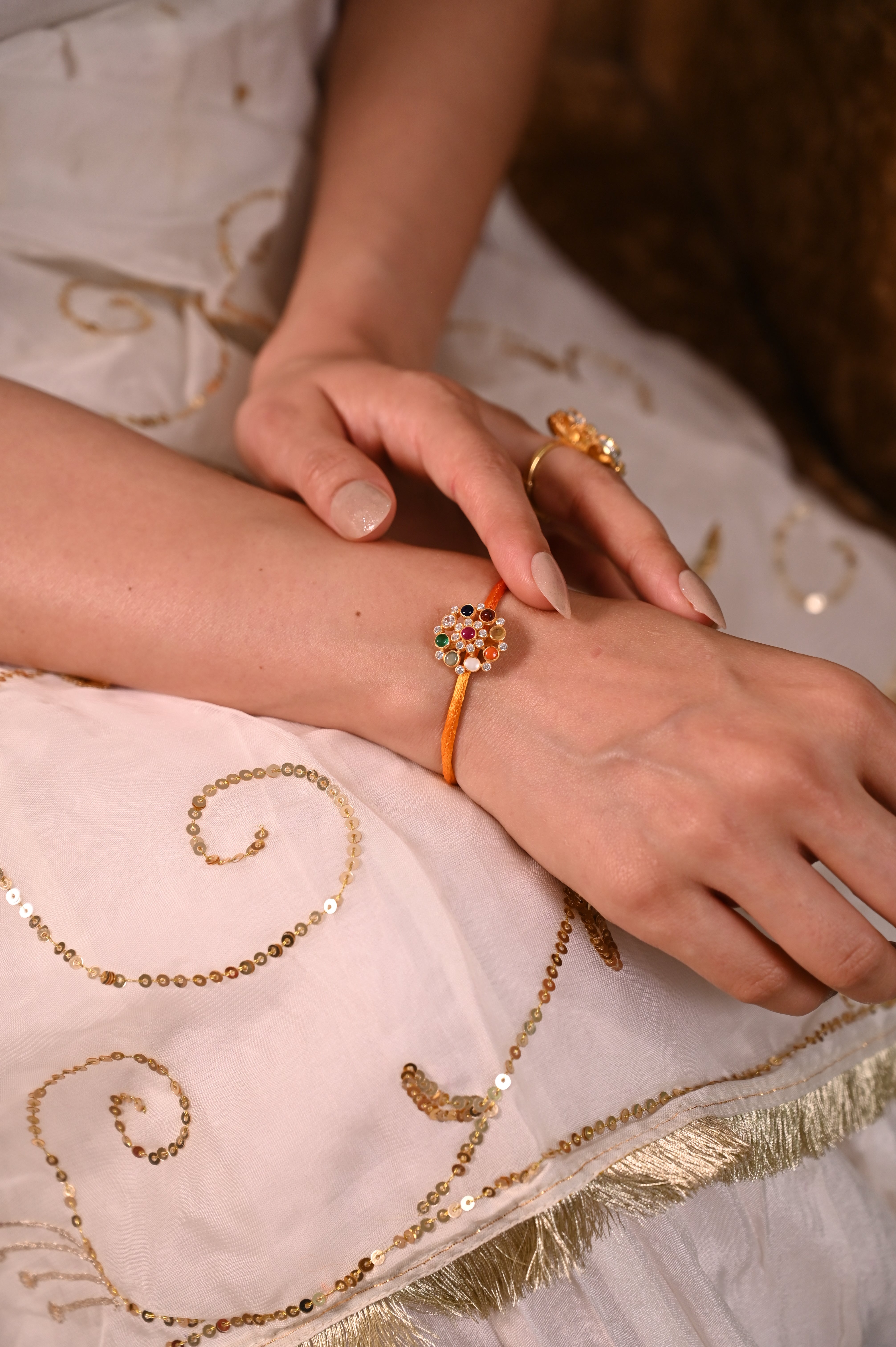 Navratna Silver Rakhi